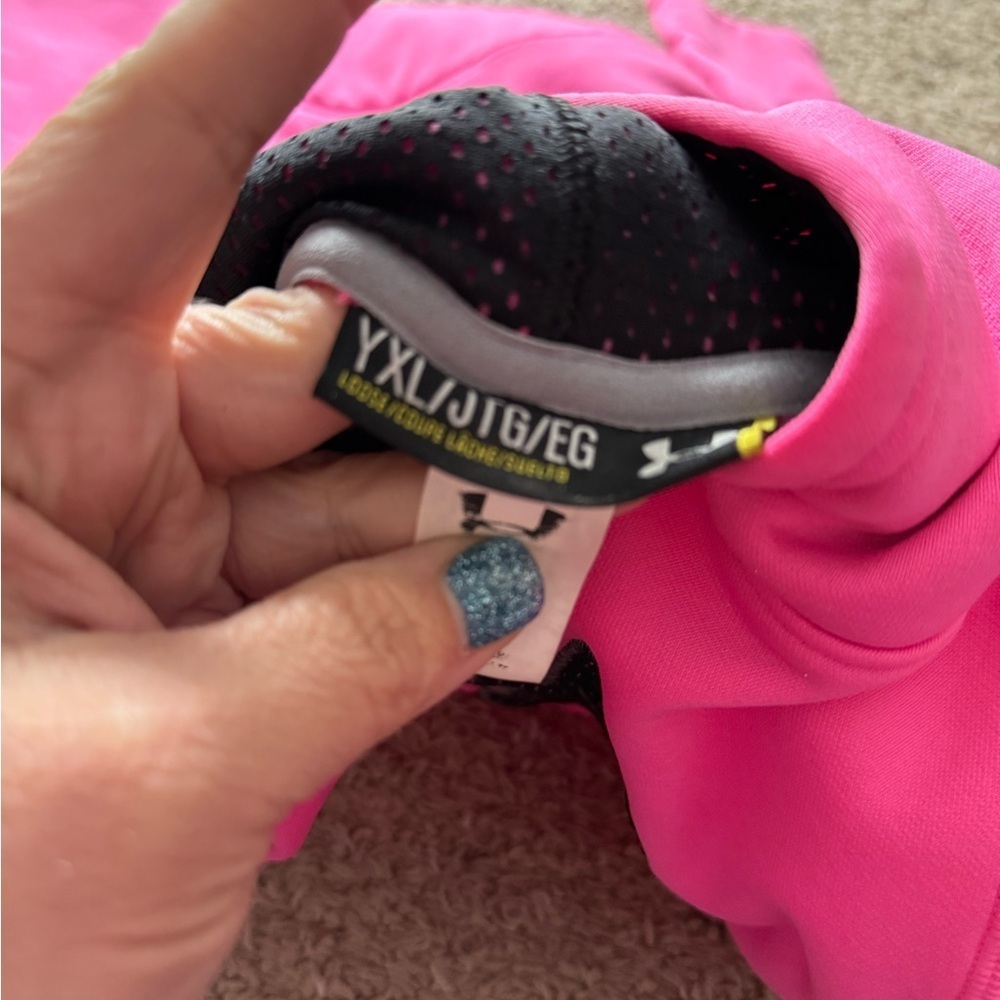 Under Armour Neon Pink Hoodie with Black Logo - Picture 5 of 5